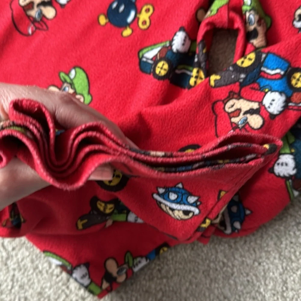 Mario & Luigi Pajama Bottoms Boys Size 6 Flannel PJ Wide Leg Bottoms